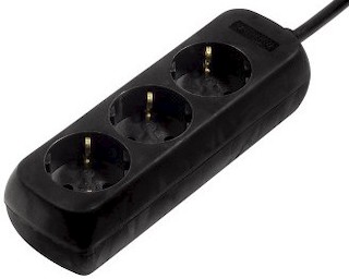 Сетевой удлинитель Hama 1.4м (3 розетки) черный защита от детей 3500Вт 230В (00121911)