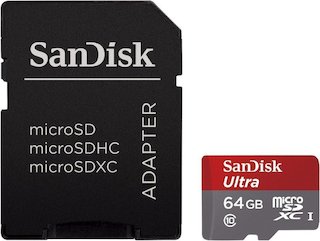 Флеш карта microSDXC 64Gb Class10 Sandisk SDSDQUIN-064G-G4 Ultra 48 MB/s (SD адаптер)