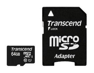 Флеш карта microSDXC 64Gb Class10 Transcend TS64GUSDU1 U1 w/adapter