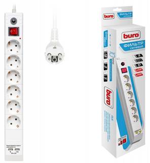 Сетевой фильтр Buro BU-SP5_USB_2A-W 5м (6 розеток) белый