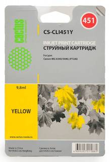 Картридж струйный Cactus CS-CLI451Y желтый для Canon MG 6340/5440/IP7240 (9,8ml)