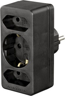 Адаптер-переходник Hama H-47689 (3 розетки) черный