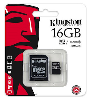 Флеш карта microSDHC 16Gb Class10 Kingston SDC10G2/16GB + adapter