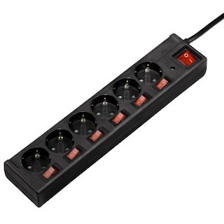 Сетевой удлинитель Hama Power Strip 1.4м (6 розеток) черный (121946)