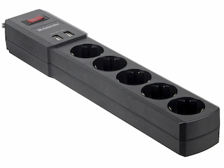 Сетевой фильтр DEFENDER 1.8M DFS 451 5OUTL, 2 USB-порта, 5 розеток