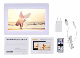 Фоторамка Digma 10.1" PF-1033 1024x600 белый пластик ПДУ Видео