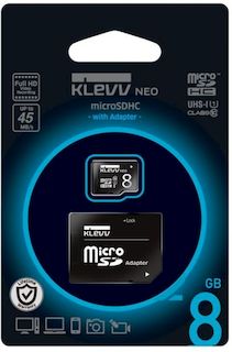 Флеш карта microSDHC 8Gb Klevv NEO СIass10 U1 + адаптер