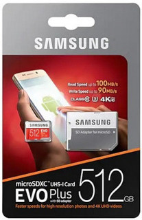 Флеш карта microSDXC 512Gb Samsung EVO Plus UHS-I U3 + SD adapter (MB-MC512GARU)