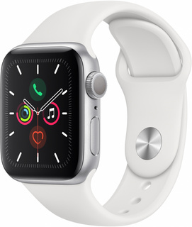 Смарт-Часы Apple Watch Series 5 GPS + Cellular 44mm Silver Aluminum Case with Pure Platinum White Sport Band (MX3E2)