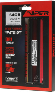Память DDR4 2x32Gb 3600MHz Patriot PV464G360C8K Viper RTL PC4-28800 CL18 DIMM 288-pin 1.35В dual rank