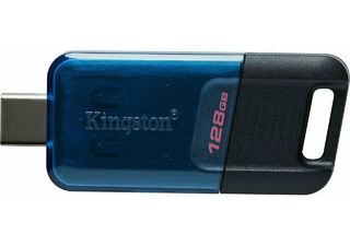 Флеш Диск USB-C  128Gb Kingston DataTraveler 80M DT80M/128GB серебристый/черный