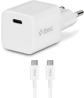 Сетевое з/у TTEC SmartCharger 20W PD Charger c кабелем USB-C 3A White 2SCP01CB