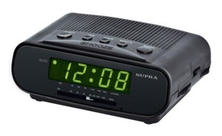 Радиобудильник Supra SA-14FM черный с зеленым