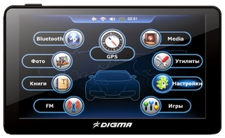 Автомобильный навигатор GPS Digma DS701BN 7" 800*480  Atlas V BT Пробки FM 4Gb Навител 5