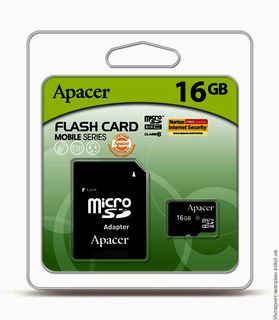 Флеш карта microSDHC 16Gb Class10 Apacer AP16GMCSH10-R + adapter
