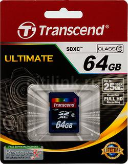 Флеш карта SDXC 64Gb class10 Transcend (TS64GSDXC10)
