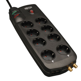 Сет. фильтр TRIPPLITE (TLP82NSATD) 230V 50Hz,8 Schuko&CEE 7/7 plug, tel/network/coax protection, 2m