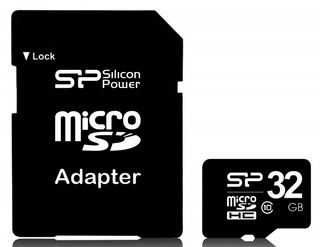Флеш карта microSD 32Gb Class10 Silicon Power SP032GBSTH010V10-SP + adapter