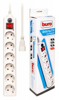 Сетевой фильтр Buro 600-6FT-UPS 1.8м (6 розеток) белый разъем IEC для подключения к ИБП (UPS)
