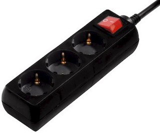 Сетевой удлинитель Hama H-108835 5м (3розетки) black с выключателем/"защита от детей"
