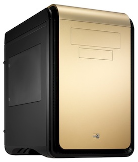 Корпус Aerocool Dead Silence Cube Gold черный/золотистый mATX 3x120mm 3x140mm 2xUSB2.0 2xUSB3.0 audio HD screwless bott PSU