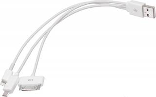 Кабель для iPod/iPhone/iPad 4 in 1 Multi-Function Cable белый USB+Lightning adapter+30 Pin+30 Pin 0
