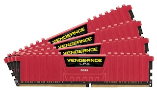Память DDR4 4x4Gb 2666MHz Corsair (CMK16GX4M4A2666C15R) RTL Unbuff Red