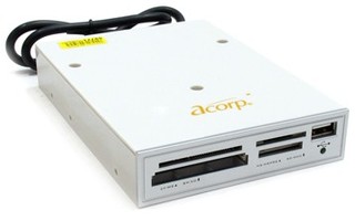 Устройство чтения карт памяти Acorp CRIP200-S USB2.0 (all-in-1, + USB port) Internal silver
