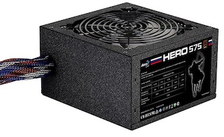 Блок питания Aerocool ATX 575W Hero 575 80+ bronze (24+4+4pin) APFC 120mm fan white LED 5xSATA RTL