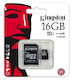 Флеш карта microSDHC 16Gb Class10 Kingston SDC10G2/16GB + adapter