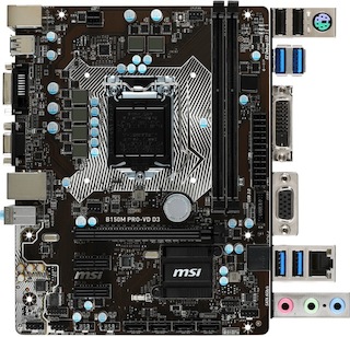 Материнская плата MSI B150M PRO-VD D3 Soc-1151 Intel B150M 2xDDR3L mATX AC`97 8ch(7.1) GbLAN+VGA+DVI