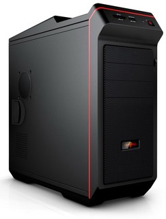 Корпус Foxconn TP-G007 black/red w/o PSU ATX USB audio mic fan120mm AirDuct