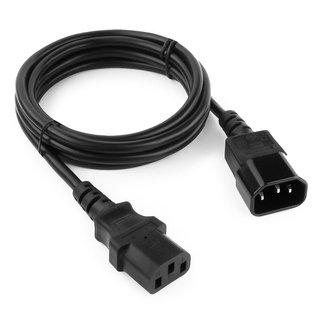 Кабель питания Gembird PC-189, 1.8м, C13-C14, 6А, черный, с заземлением