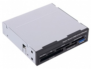 Картридер внутренний 3,5" Ginzzu GR-166UB <All-in-1> USB 3.0 internal 3.5" Black + USB 3.0 port