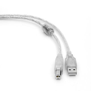 Кабель удлинитель USB2.0 Pro Cablexpert CCF-USB2-AMBM-TR-15, AM/BM, 4,5м, экран, феррит.кольцо, прозрачный, пакет