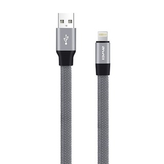 Кабель AWEI CL-11 для iPhone 5/6/6Plus/7/7Plus 8 pin 1m плоский/оплетка (серый)