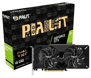 Видеокарта Palit PCI-E PA-GTX1660Ti DUAL OC 6G NVIDIA GeForce GTX 1660TI 6144Mb 192 GDDR6 1500/12000 DVIx1 HDMIx1 DPx1 HDCP Ret