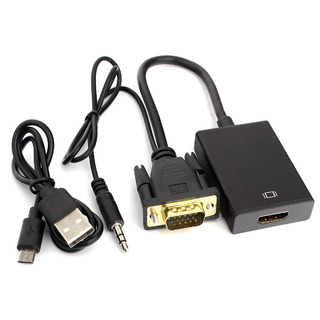 Переходник VGA-HDMI Cablexpert A-VGA-HDMI-01, 19M/15F, длина 15см, аудиовыход Jack 3,5 (M), питание от USB