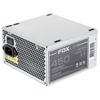 Блок питания 450 Вт АТX Foxline APFC, 120FAN, CPU 4+4 pin, MB 24pin, 5xSATA, 2xPATA, 1xFDD, 1xPCI-E 6pin, 80+