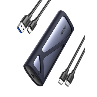 Внешний бокс UGREEN CM559 (15511) M.2 NVMe SSD Enclosure 10Gbps с кабелем USB-C к USB-C и USB-C к USB-A. Цвет: серый космос