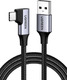 Кабель UGREEN US385 (20299) USB-A Male to USB-C Male 3.0 3A 90-Degree Angled Cable. Длина 1 м. Цвет: черный