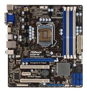 Материнская плата ASRock H55M-GE Soc-1156 iH55 DDRIII mATX AC'97 6ch LAN-Gbt bulk