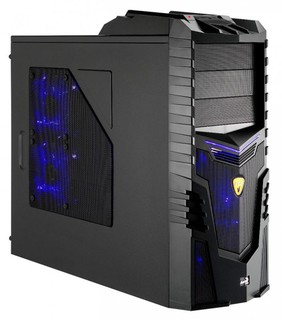 Корпус AeroCool X-Warrior black w/o PSU ATX 2*USB audio SECC 0.6mm  fans blue LED
