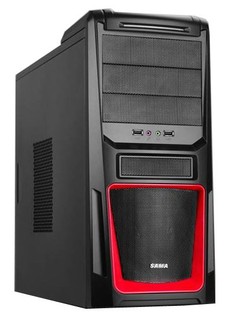 Корпус ACCORD A-05B black red w/o PSU ATX 2*USB Audio