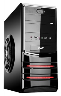 Корпус ACCORD P-18BR black red w/o PSU ATX 2*USB Audio