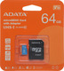 Флеш карта microSDHC 64Gb Class10 A-Data AUSDX64GUICL10A1-RA1 Premier + adapter