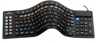 Клавиатура AgeStar HSK840 (BLACK) combo USB+ PS/2, гибкая, черная, 18 м/мед.+6 офис. клавиш