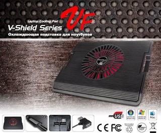 Подставка для ноутбука GlacialTech V-Shield VF black/red 15.6" (295x370x45mm) USB(CN-VF00A000AC0001)