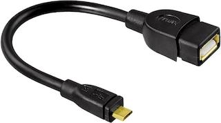 Адаптер Hama H-115911 USB 2.0 micro B-A (m-f) 0.15 м позолоченные контакты черный