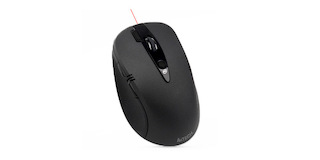 Беспроводная мышь A4 Tech G10-660FL,черный, V-Track, работает на любой поверхности,лазерная указка, коврик для презентаций 2.4ГГц/20м, USB-мини-